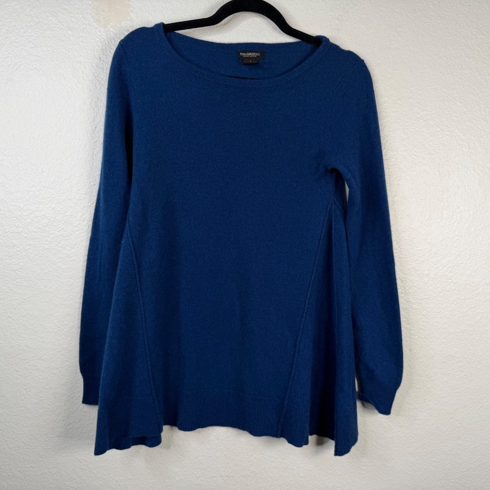 Philosophy Dane Lewis Women's Cashmere Sweater Blue Sz S Quiet Luxury Preppy